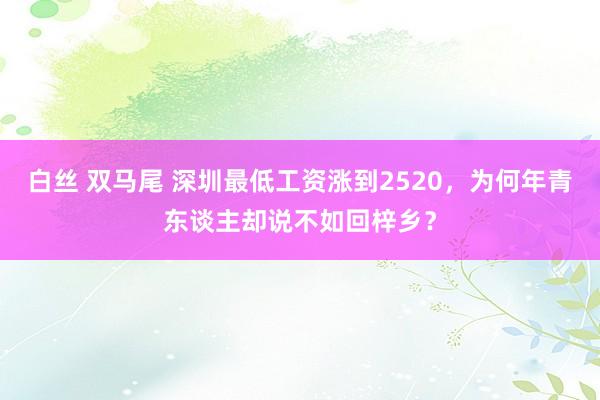 白丝 双马尾 深圳最低工资涨到2520，为何年青东谈主却说不如回梓乡？