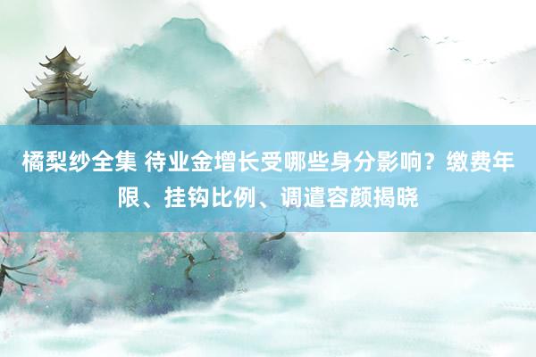 橘梨纱全集 待业金增长受哪些身分影响？缴费年限、挂钩比例、调遣容颜揭晓