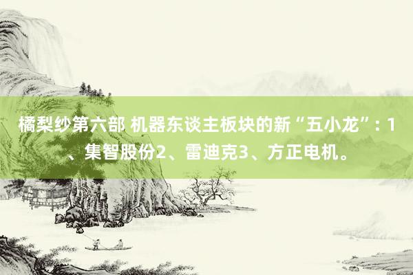 橘梨纱第六部 机器东谈主板块的新“五小龙”: 1、集智股份2、雷迪克3、方正电机。